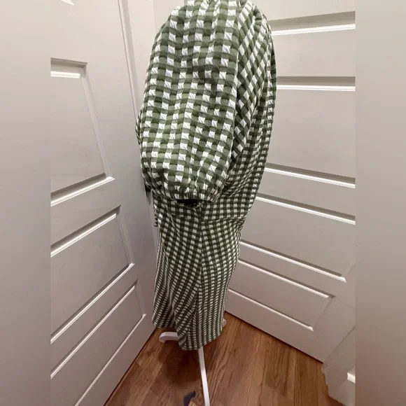 Madewell. Jacquard Puff-Sleeve Mini Dress in Faded Palm Gingham Check. Medium. - Picture 9 of 14